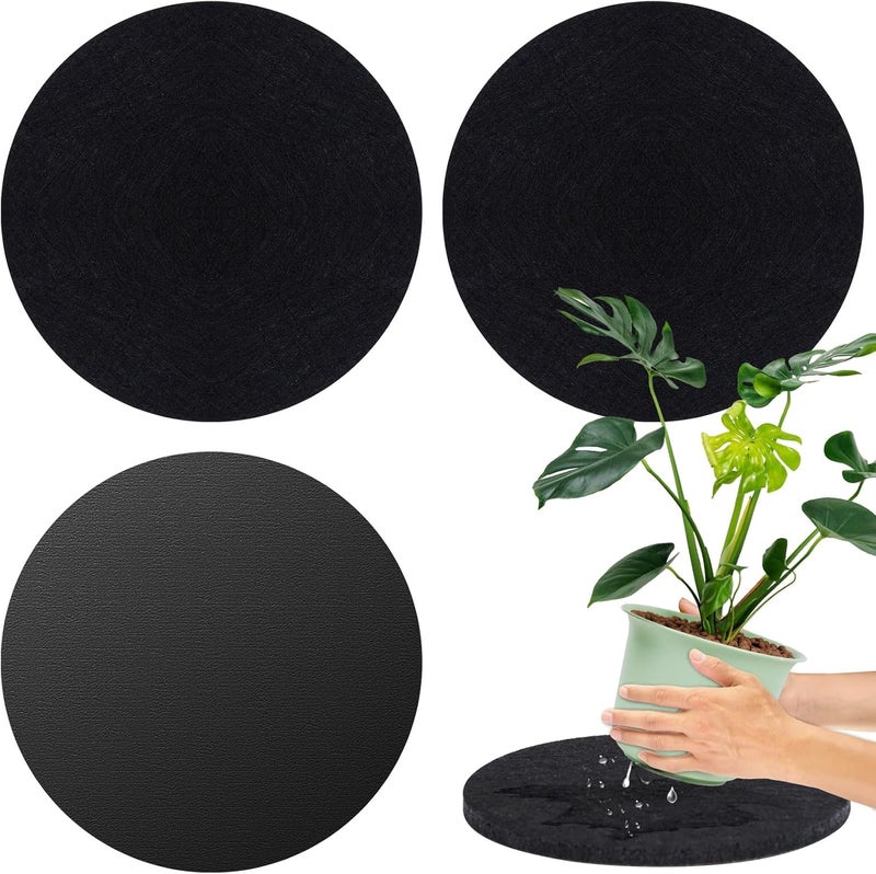 AHFCANG Plant Coaster Mat Reversible(Fabric/Leather),3Pcs Plant Coasters for House Plants Indoor & Outdoor,Household Products Absorbent/Waterproof(10inch) - Image 1